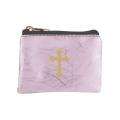  PINK MARBLE PATTERNED ZIPPER ROSARY POUCH (3 PC) 
